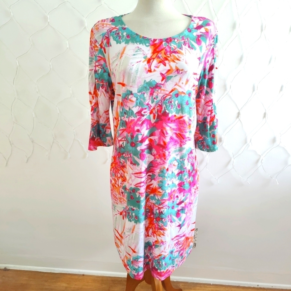 Alexandra + Oak Dress • Very Stretchy • Colorful • Abstract Print • Size Large